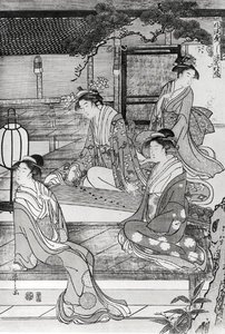 Mulher, tocando, a, koto de Hosoda Eishi
