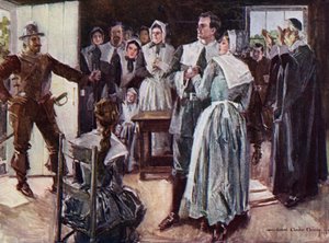 Ilustração para O cortejo de Miles Standish por Henry Wadsworth Longfellow (cor litho)