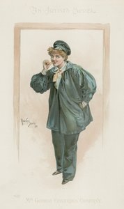 Retrato de corpo inteiro de uma mulher (litografia a cores) de Howard Davie