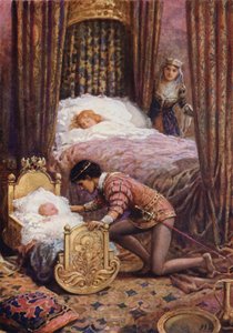 "Ele curvou-se para beijar o bebezinho" de "Luciella" (cor litho) de Howard Davie