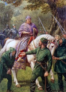 "Robin Hood encontra o Bispo de Hereford" (lito colorido) de Howard Davie