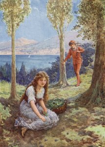 "De repente ele parou e olhou em êxtase" de "Filadoro" (lito colorido) de Howard Davie