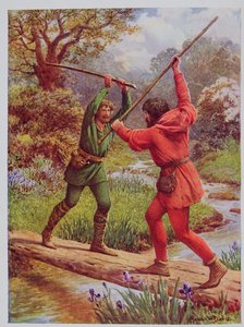 A Luta entre Robin Hood e Little John, ilustração de 