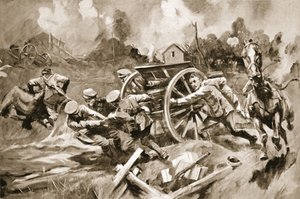 Sargento-Sargento T. Harrison resgatando cavalos e armas de uma posição insustentável sob fogo de granada quando o oficial em comando tinha sido ferido