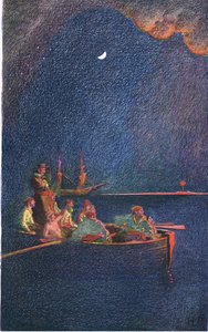 Queimando o navio, de Howard Pyles Livro dos Piratas publicado pela Harper & Bros, 1921 de Howard Pyle