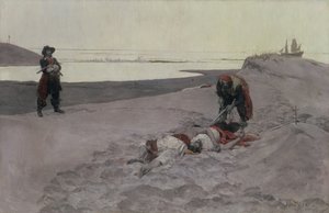 Homens mortos não contam histórias, 1899 (óleo sobre tela e grisalha) de Howard Pyle