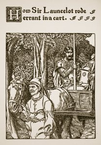 Como Sir Lancelote andou errante em uma carroça, ilustração de "A História de Sir Lancelotte e seus Companheiros", 1907 de Howard Pyle