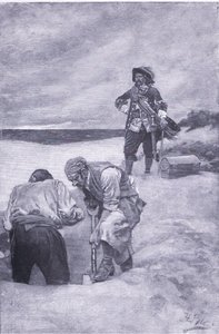 Kidd em Gardiners Island, de Howard Pyles Livro de Piratas publicado por Harper & Bros, 1921 de Howard Pyle