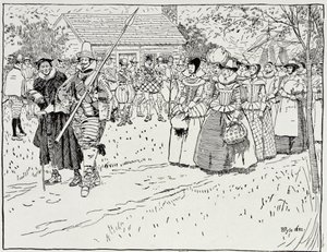 A chegada das moças em Jamestown, 1621, da Harper&39;s Magazine, 1883 de Howard Pyle