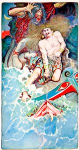 A Pesca de Thor e Hymir, de Legendas Populares do Mar, Revista Harpers, 1902 de Howard Pyle