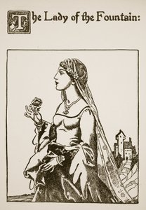 A dama da fonte, ilustração da história de Sir Lancelote e seus companheiros, 1907 de Howard Pyle
