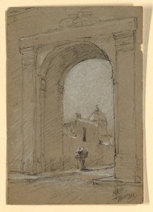 Desenho, Uma porta de cidade no México, 1888 de Howard Russell Butler