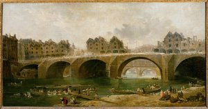 Demolição das casas da ponte de Notre-Dame em ... de Hubert (circle of) Robert