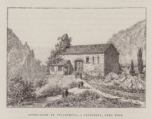 Notre-Dame de Villeneuve, A Lourieres, Pres Foix (gravura) de Hubert Clerget