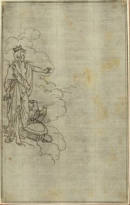Estudo para "La Pharsale" de Lucain, Canto I, Figura feminina de pé com coroa de Hubert Francois Gravelot
