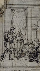 Estudo para vinheta em "Contes Moraux" de Jean François Marmontel de Hubert Francois Gravelot