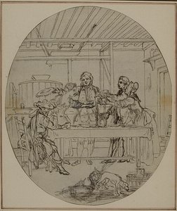 Estudo para uma segunda edição, nunca publicada, da obra de Colle "La Partie de Chasse de Henri IV", Ato III, Cena 10 de Hubert Francois Gravelot