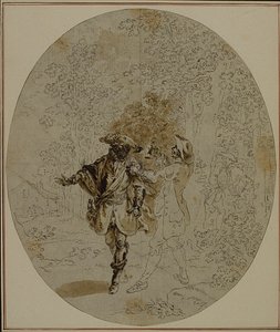 Estudo para uma segunda edição, nunca publicada, da peça de Colle "La Partie de Chasse de Henri IV", Ato II, Cena 11
