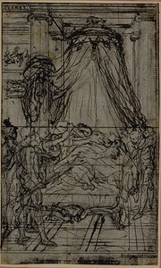 Estudo para uma ilustração em Tácito "Tiberius, or The Six First Books of the Annals", Livro VI, Vol. 3, 2º Estudo de Hubert Francois Gravelot