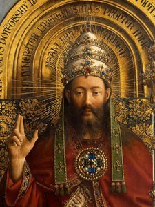 Detalhe de Deus o Pai, painel central do Altar de Gand de Hubert & Jan van (1390 1441) Eyck