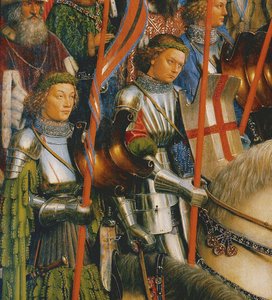 Detalhe de Os Cavaleiros de Cristo, a partir do lado esquerdo do Altar de Gand de Hubert & Jan van (1390 1441) Eyck