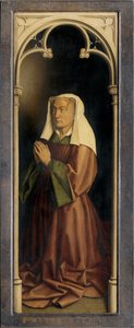 Lysbette Borluut, detalhe da peça de altar de Gand, fechada (óleo sobre painel) de Hubert & Jan van (1390 1441) Eyck