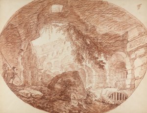 Um artista sentado nas ruínas do Coliseu, c.1759 de Hubert Robert