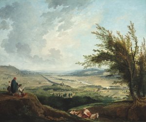 Uma paisagem extensa perto de Paris de Hubert Robert