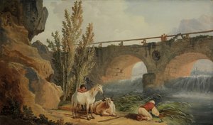 Ponte sobre uma cascata. de Hubert Robert
