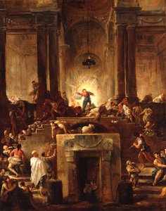 Cristo expulsa os cambistas do templo de Hubert Robert