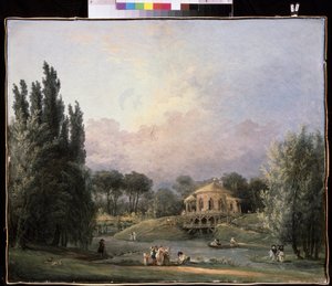 Num parque. Pintura de Hubert Robert (1733-1808), óleo sobre tela, ca. 1770-1780, arte francesa. Museu Estatal Arkhangelskoye Estate, Moscovo. de Hubert Robert
