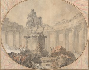 Estátua equestre de Marco Aurélio, 1757. de Hubert Robert