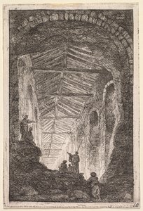 Noites em Roma: The Antique Gallery, 1763-1764. de Hubert Robert