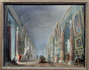 La grande galerie du Louvre entre 1801 e 1805 Pintura de Hubert Robert (1733-1808) Sol. 0,37 x 0,46 Musee du Louvre, Paris - O Grande Salão do Louvre entre 1801 e 1805. Pintura de Hubert Robert (1733-1808), 0,37 x 0,46. Museu do Louvre de Paris de Hubert Robert