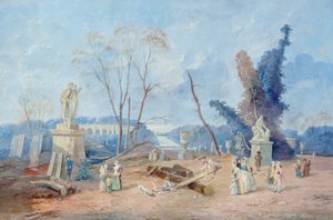 O tapete verde Versailles (guache e wc no papel) de Hubert Robert
