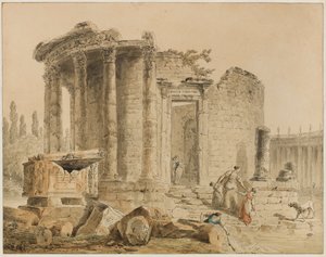 O templo da Sibila Tiburtina: Recordação do templo da Sibila em Tivoli de Hubert Robert