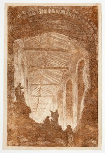 A Galeria de Antiguidades, prato dez de Les Soirées de Rome de Hubert Robert