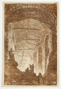 A Galeria de Antiguidades, prato dez de Les Soirées de Rome de Hubert Robert