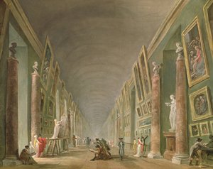 A Grande Galeria do Louvre entre 1801 e 1805 (óleo sobre tela) de Hubert Robert