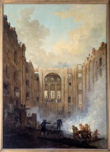 O incêndio da Ópera no Palais Royal (Paris). Pintura de Hubert Robert (1733-1808) de Hubert Robert