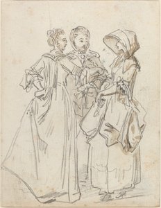 Três senhoras conversando de Hubert Robert