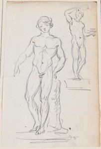 Duas estátuas de nus masculinos de Hubert Robert