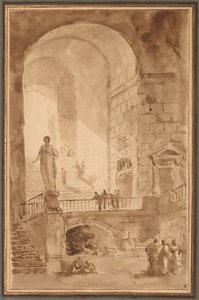 Escada em abóbada, c. 1770-1779. de Hubert Robert