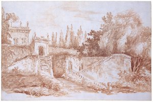 Vista dos Jardins da Villa Mattei de Hubert Robert