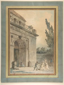 Visitantes a saírem de uma prisão de Hubert Robert
