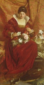 Uma senhora arranjar flores de Hubert von Herkomer