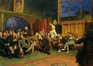 Noite no estúdio com meus alunos, 1886 de Hubert von Herkomer