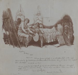 Convite para um jantar beneficente de Hubert von Herkomer para Thomas Agnew, 1877-78. de Hubert von Herkomer