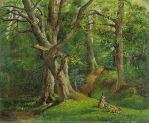 Cena da floresta com coelhos, 1862