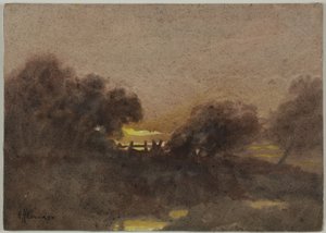 Paisagem com portão ao pôr do sol de Hugh Huntington Howard